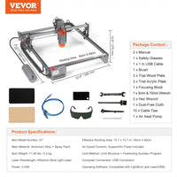 10-Watt Engraving Machine 15.7 In. X 15.7 In. Working Area 10000 Mm/Min with Eye Protection Cutter Wood Metal Acrylic