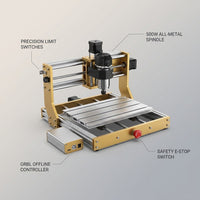 3018 Pro Ultra CNC Router 500W All-Metal Engraver Machine Limit Switch E-Stop with GRBL Offline for Metal,Wood, Acrylic, PCB MDF — Feature Infographic